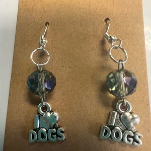 I heart dogs earrings handmade
